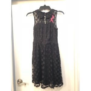 Black Lace Dress w/ Polka Dots & Peter Pan Collar